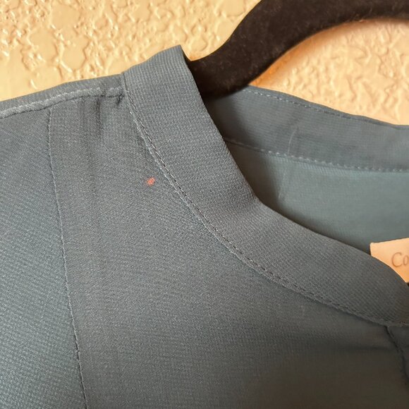 Plus Teal Romantic Button Down Blouse Velvet Chiffon Whimsygoth 1X - Picture 5 of 6